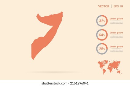 Somalia map orange abstract infographic vector.