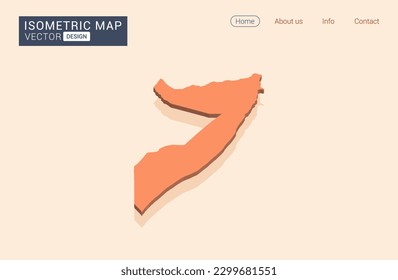 Mapa somalí de naranja con vector isométrico.
