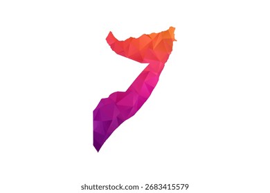 Somalia Map - Vektorgrafik im Polygonstil in orangefarbenem und rosafarbenem Farbverlauf, geometrisches Design mit niedrigem Poly, einzeln auf weißem Hintergrund für Infografiken und Bildung.