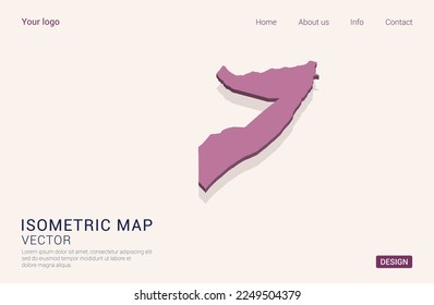Somalia map purple on white background with 3d isometric vector illustration