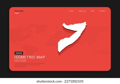 Somalia map red isolated on dark background with 3d world map isometric vector illustration.