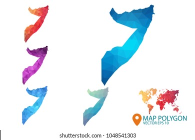 Somalia Map - Set of geometric rumpled triangular low poly style gradient graphic background , Map world polygonal design for your . Vector illustration eps 10.