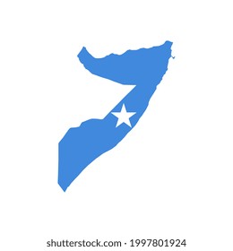 Somalia map silhouette with flag on white background