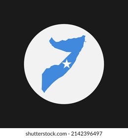 Silueta de mapa de Somalia con bandera sobre fondo blanco