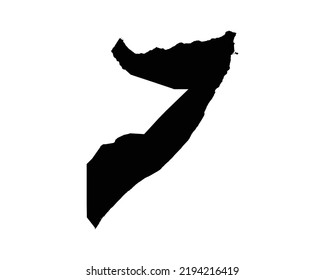 Somalia Map. Somali Country Map. Black and White Somalian National Nation Geography Outline Border Boundary Territory Shape Vector Illustration EPS Clipart