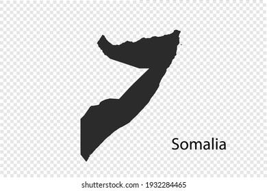 Mapa de Somalia vector, color negro. aislado en fondo transparente