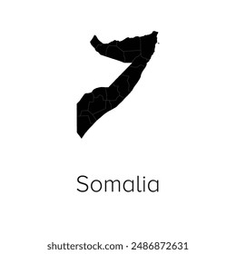 Somalia Map Vector Illustration - Silhouette, Outline, Somalia Travel and Tourism Map