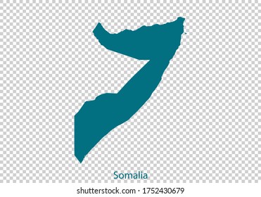 Somalia map vector, isolated teal color on transparent background