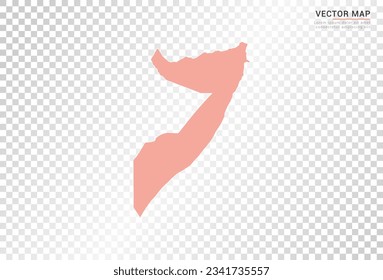Somalia map vector orange color on transparent background.