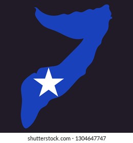 Somalia map with waving flag of country. illustration.