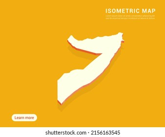 Somalia map white on yellow background with 3d isometric vector illustration.