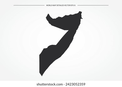 Somalia Map - World Map International vector template with High detailed with black and white outline color isolated on white background - Vector illustration eps 10