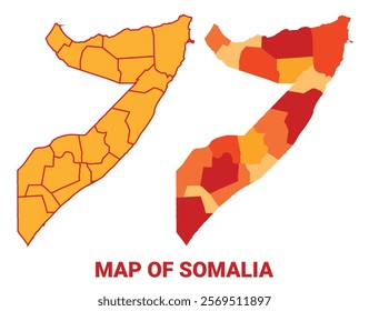 Somalia Map Yellow regions orange political map vector