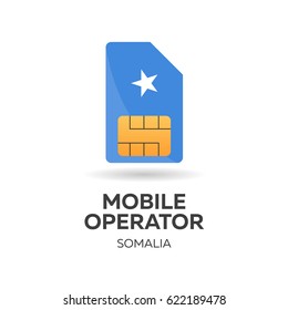 Somalia mobile operator. SIM card with flag. Vector illustration