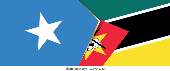 Somalia and Mozambique flags, two vector flags symbol of relationship or confrontation.