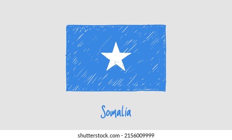 Somalia National Country Flag Marker or Pencil Sketch Illustration Vector