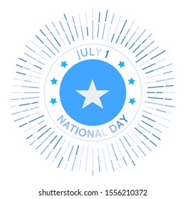 Somalia National Day badge. Celebrated on July 1st to commemorate the union of the Trust Territory of Somalia and British Somaliland to form the Somali Republic.
