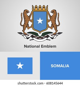 Somalia National Emblem and flag 