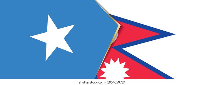 Somalia and Nepal flags, two vector flags symbol of relationship or confrontation.