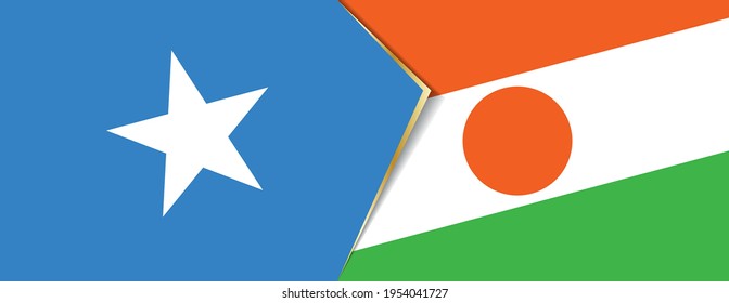 Somalia and Niger flags, two vector flags symbol of relationship or confrontation.