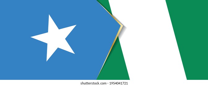 Somalia and Nigeria flags, two vector flags symbol of relationship or confrontation.