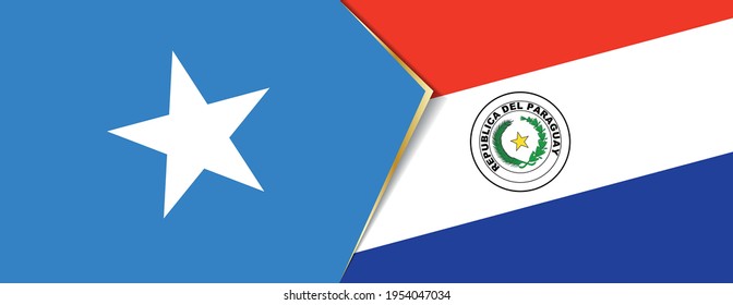 Banderas de Somalia y Paraguay, dos banderas vectoriales símbolo de relación o enfrentamiento.