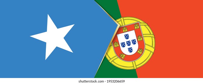 Somalia and Portugal flags, two vector flags symbol of relationship or confrontation.