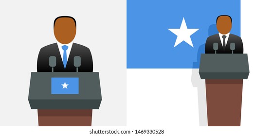 Somalia President And National Flag