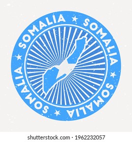 Somalia round stamp. Logo of country with flag. Vintage badge with circular text and stars, vector illustration.