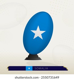 Somalia Rugby Ball on Rugby Kicking Tees with Modern Design. Illustration perfect for sports, national pride, and rugby-related projects.