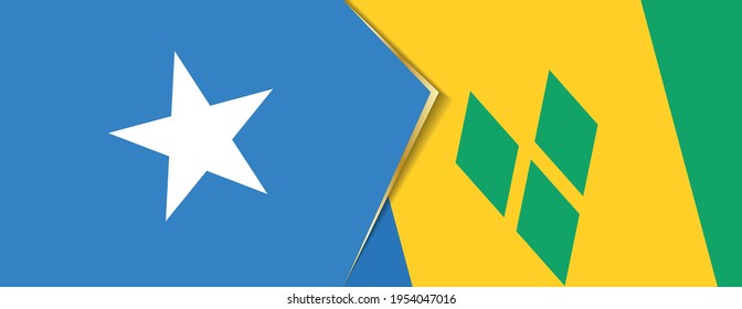 Banderas de Somalia y San Vicente y las Granadinas, dos banderas vectoriales símbolo de relación o enfrentamiento.