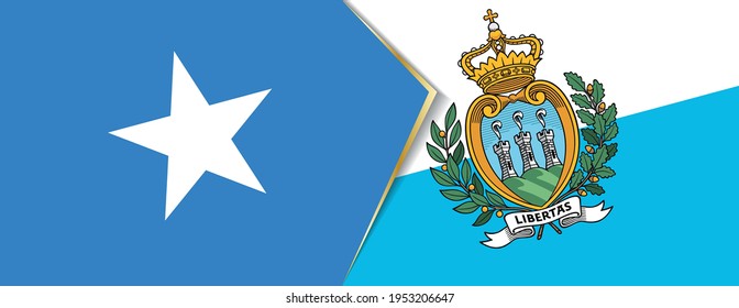 Somalia and San Marino flags, two vector flags symbol of relationship or confrontation.