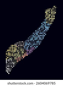 Somalia, shape of the country built of colored cells. Digital style map of Somalia on dark background. Small size square blocks. Amazing vector illustration.