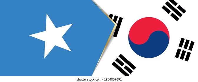 Somalia and South Korea flags, two vector flags symbol of relationship or confrontation.