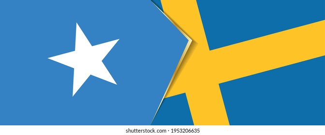 Banderas de Somalia y Suecia, dos banderas vectoriales símbolo de relación o enfrentamiento.