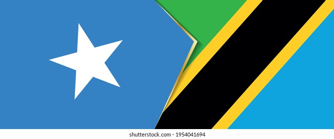 Banderas de Somalia y Tanzania, dos banderas vectoriales símbolo de relación o enfrentamiento.