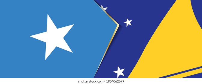 Somalia and Tokelau flags, two vector flags symbol of relationship or confrontation.