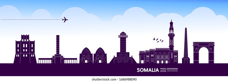 Ilustración del gran vector de destino de los viajes en Somalia. 