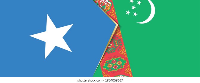 Somalia and Turkmenistan flags, two vector flags symbol of relationship or confrontation.
