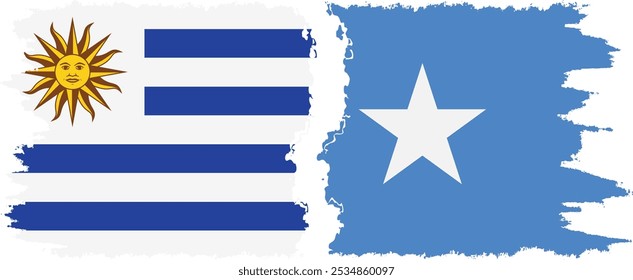 Conexión de banderas grunge de Somalia y Uruguay, Vector