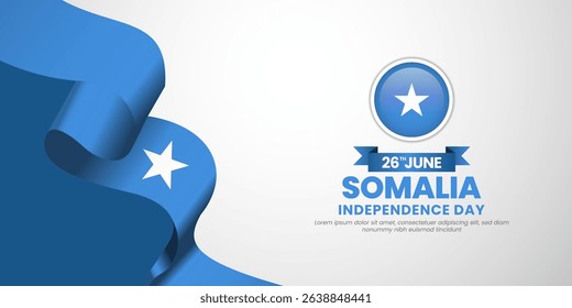 Somalia waving ribbon flag for independence day banner design