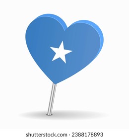 Somalian flag heart-shaped map pointer layout. Vector illustration.