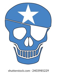 Somalian flag skull silhouette with eye patch set with the flag colors and icon