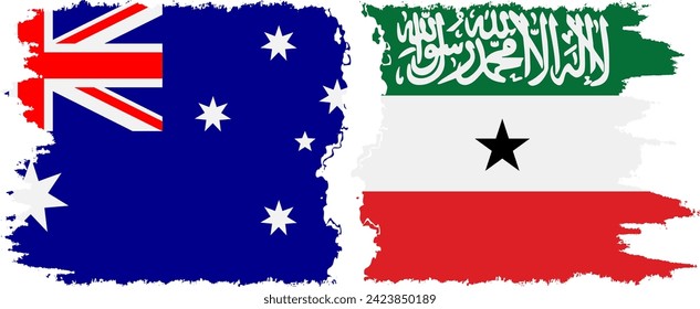 Somalilandia y Australia grunge banderas conexión, vector