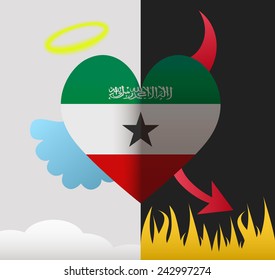 Somaliland background of a heart half demon half angel