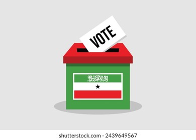 Somaliland Urna Concepto de ilustración vectorial plana y minimalista. Votar Elecciones de Arte Conceptual.