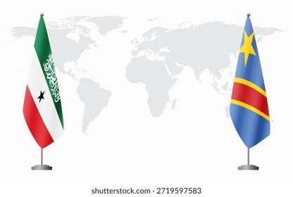 Somalilândia e República Democrática do Congo sinalizam encontro oficial contra fundo do mapa do mundo.