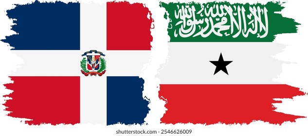 Somaliland and Dominican Republic grunge flags connection, vector