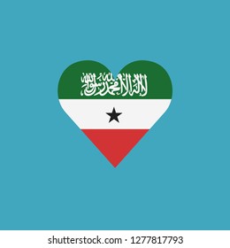 Somaliland flag icon in a heart shape in flat design. Independence day or National day holiday concept.