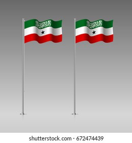 Somaliland flag on the flagpole. Official colors and proportion correctly. High detailed vector illustration. 3d and isometry. EPS10